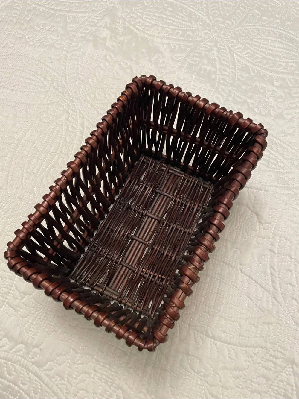 Auburn Woven Wicker Rectangular Basket Bin Storage Container Decor